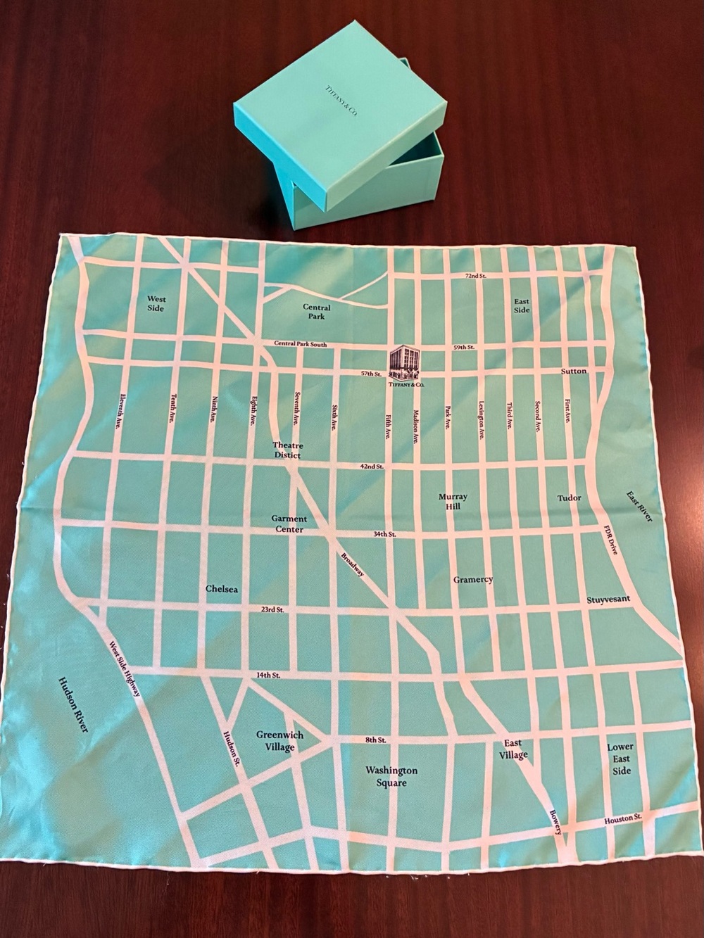 Tiffany & Co. Silk Scarf with Manhattan Map Print